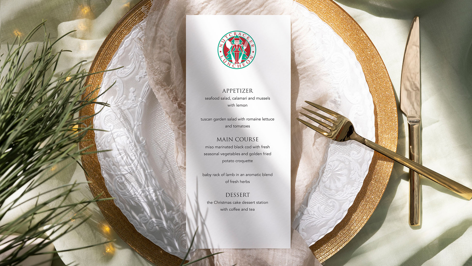 four seasons menu on white plate
