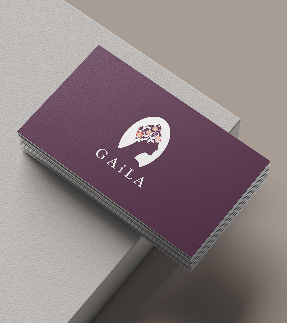 Print materials for Gaila showcasing the compassionate nonprofit brand identity.