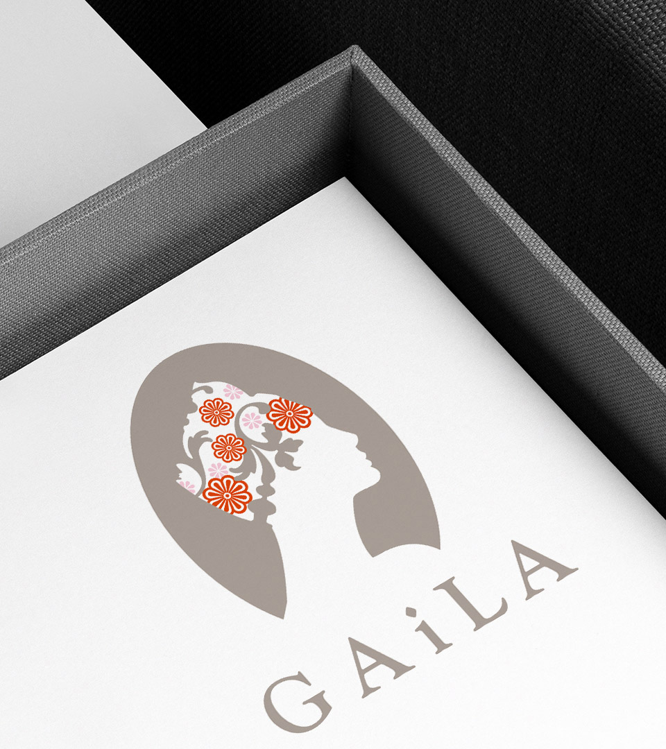 gaila logo on stationery in box