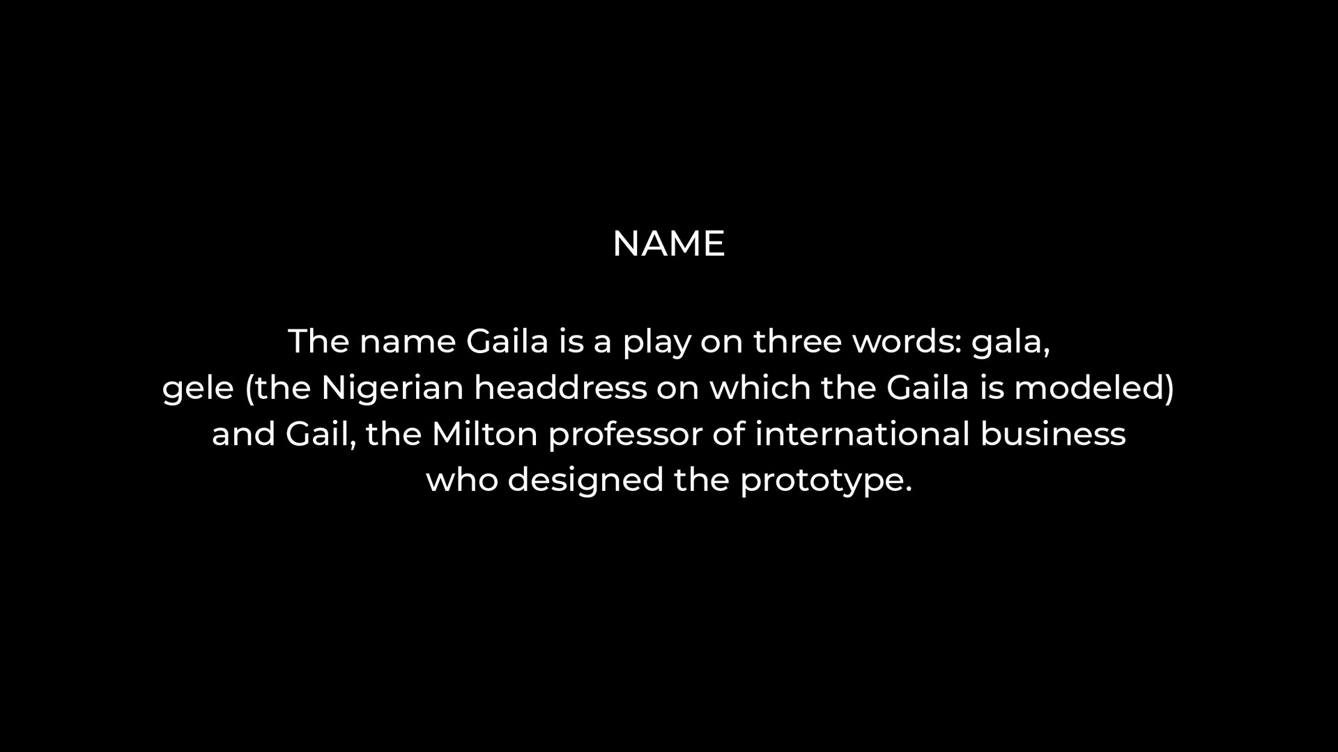 gaila name white type on black