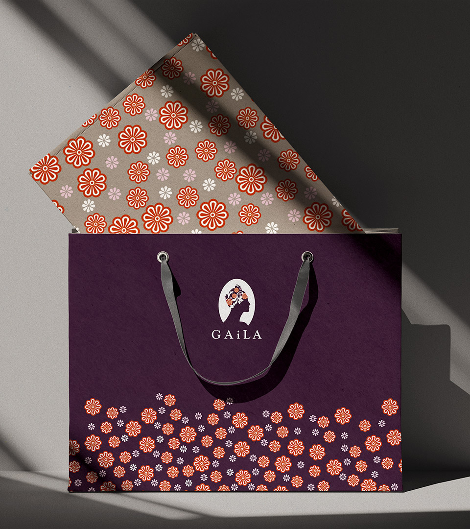 Print materials for Gaila showcasing the compassionate nonprofit brand identity.