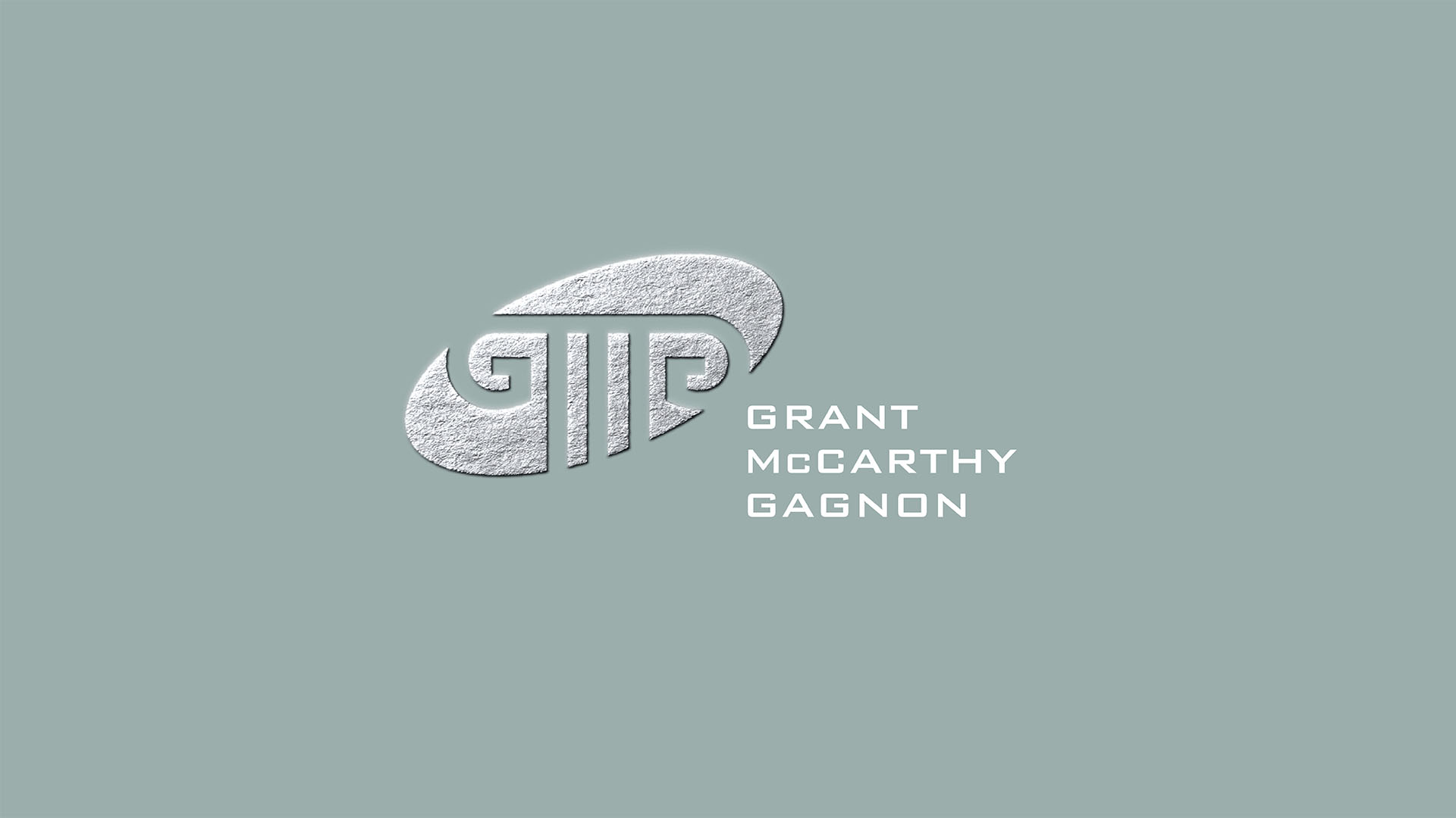 grant mccarthy gagnon silver embosses logo on blue