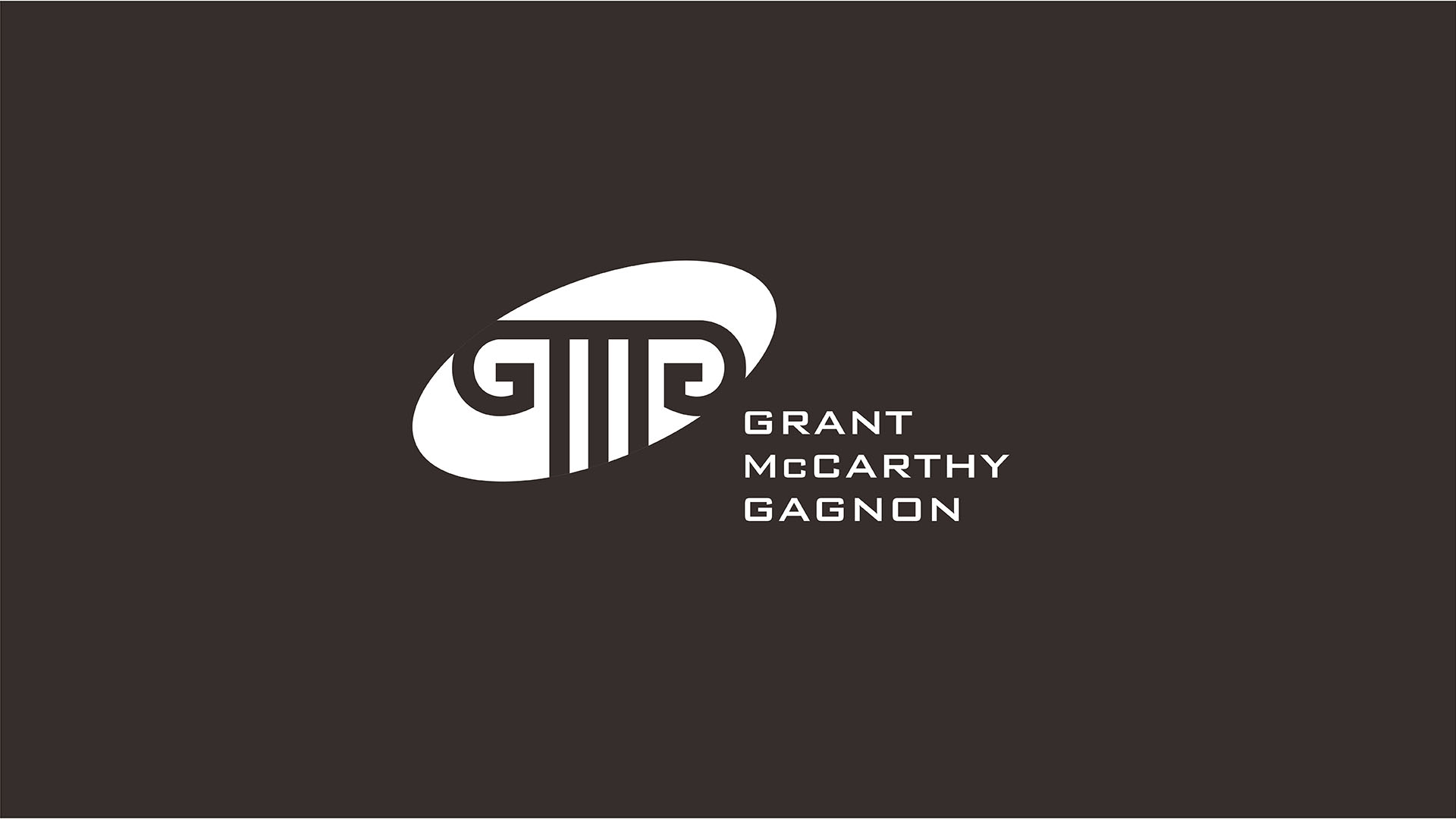 grant mccarthy gagnon white logo on brown