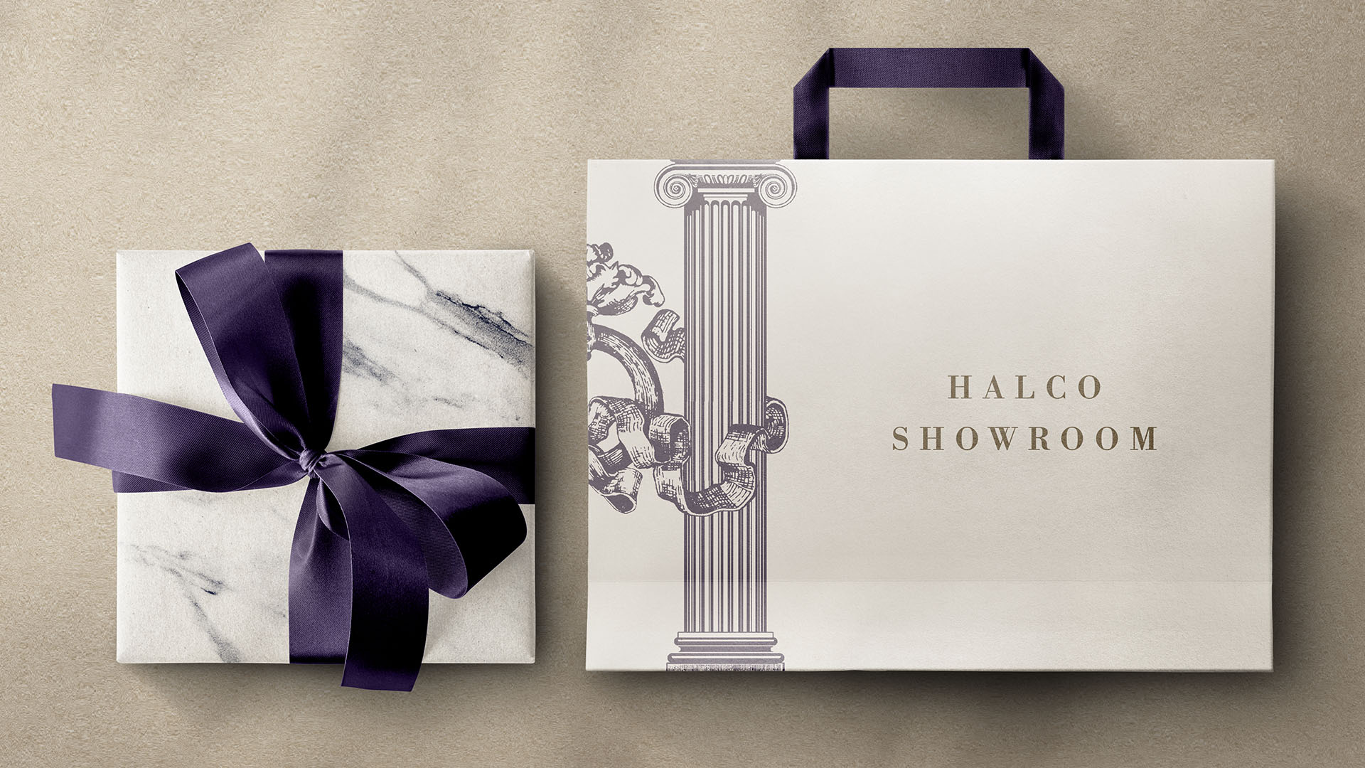 halco showroom shpping bag and box horizontal