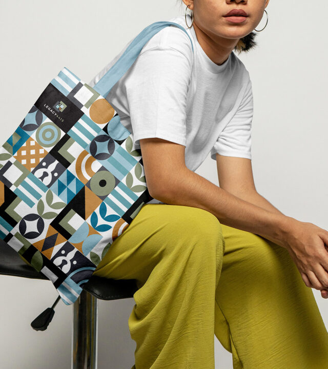 Expressive contemporary artwork integrated into the Legacy 4415 visual identity system.