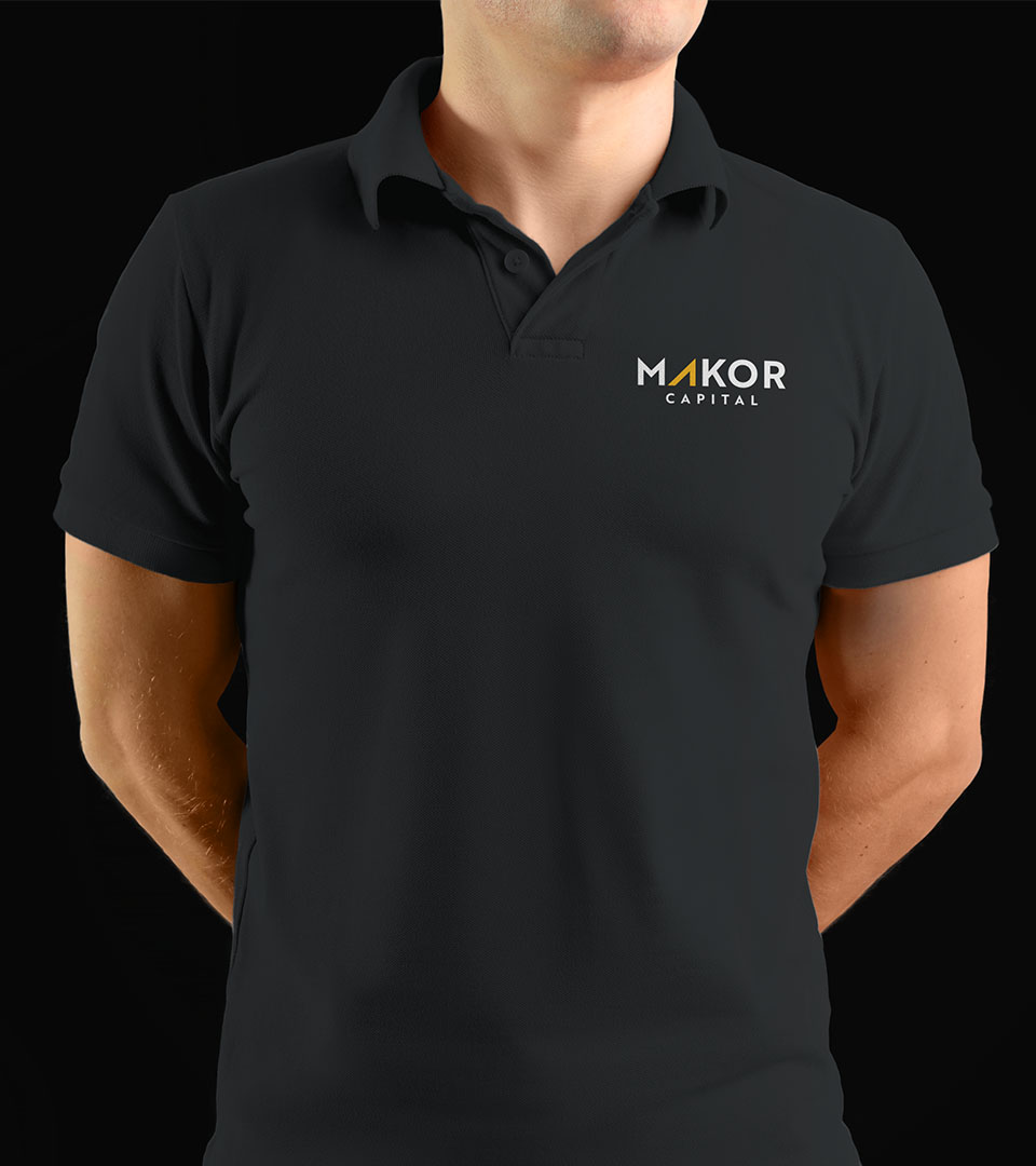 makor capital logo on black shirt vertical