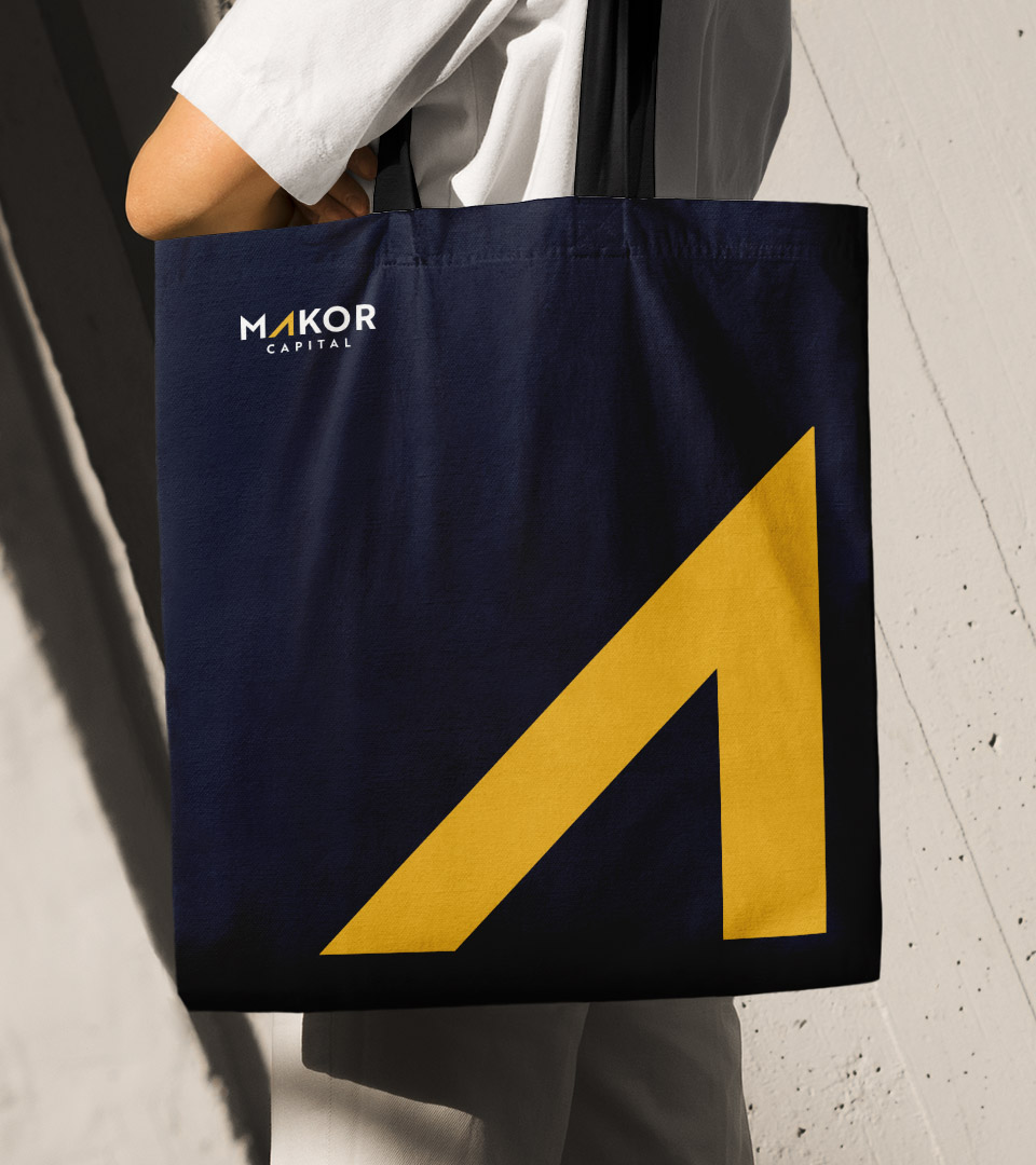 makor capitol tote bag with yellow arrow
