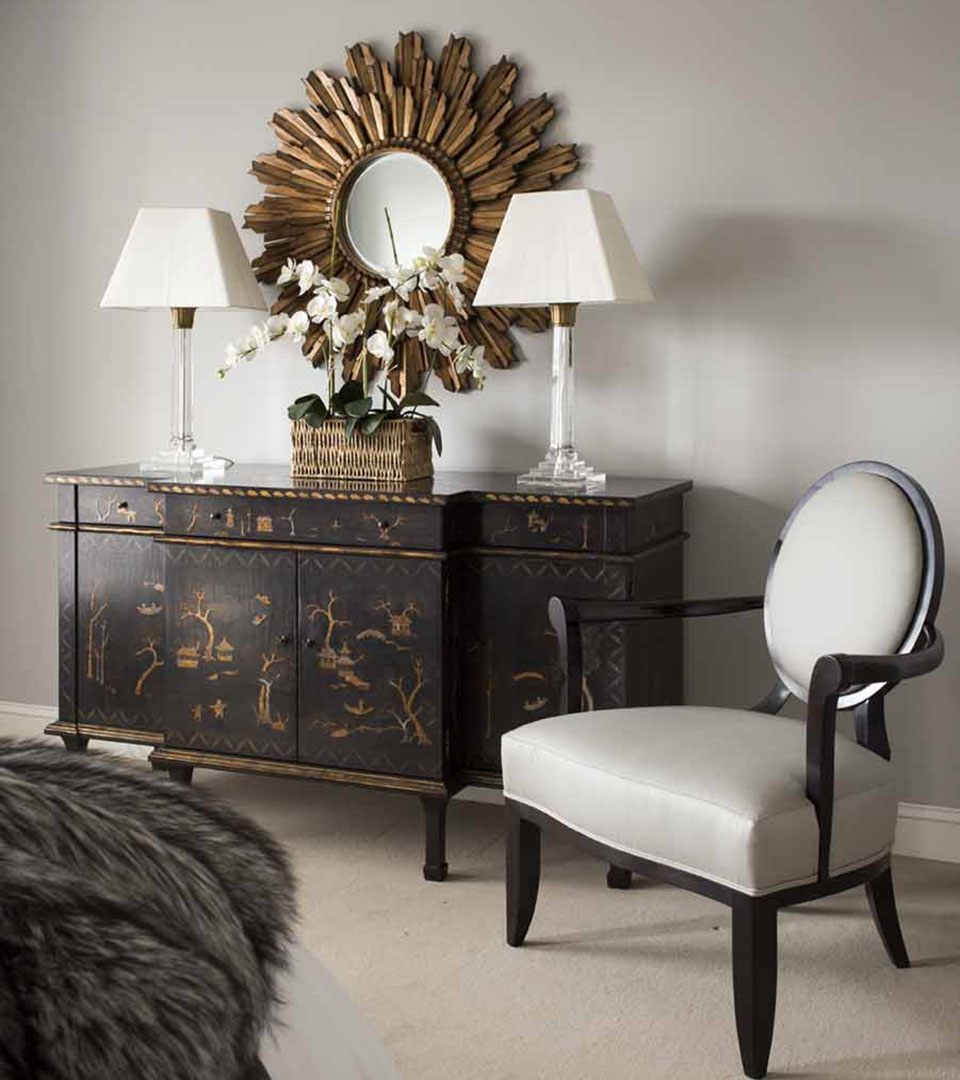 mandarin apartments chair and black chest