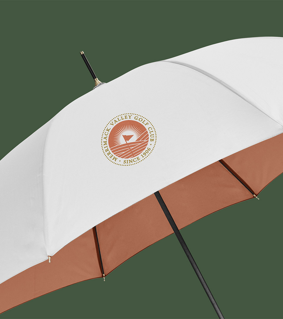 merrimack valley golf umbrella white with green background