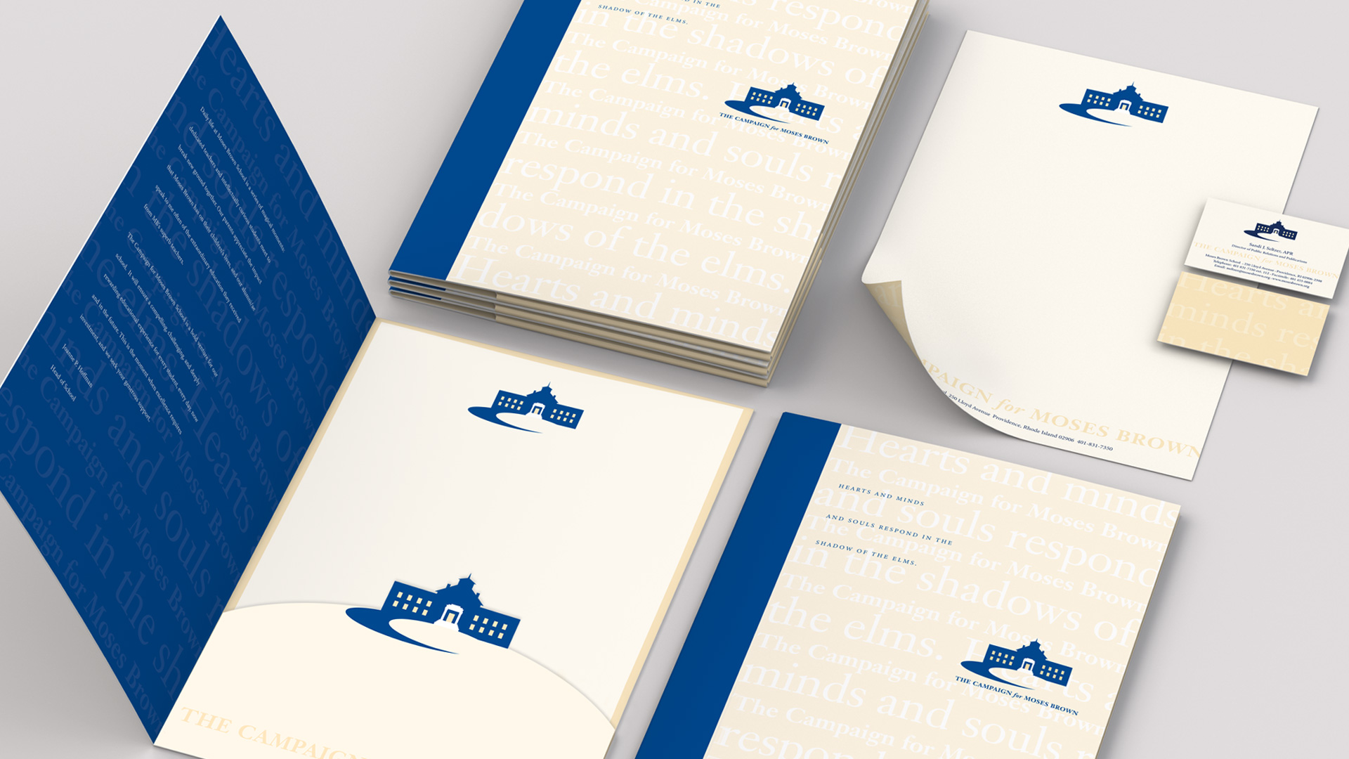 Moses. Brown stationery and folder