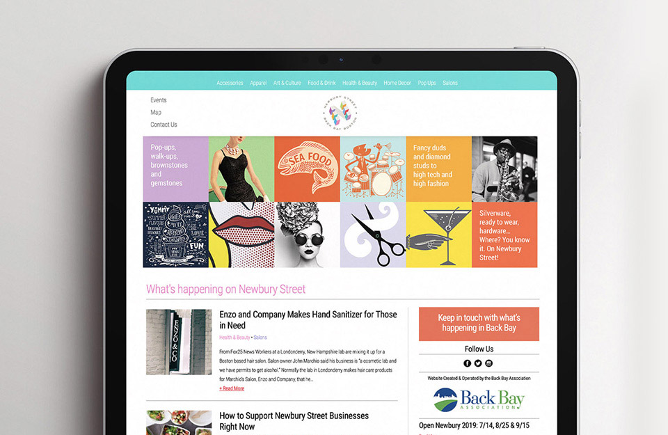 Newbury Street website on ipad