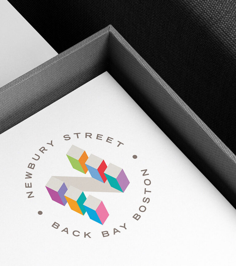 newbury street logo on stationery in box vertical