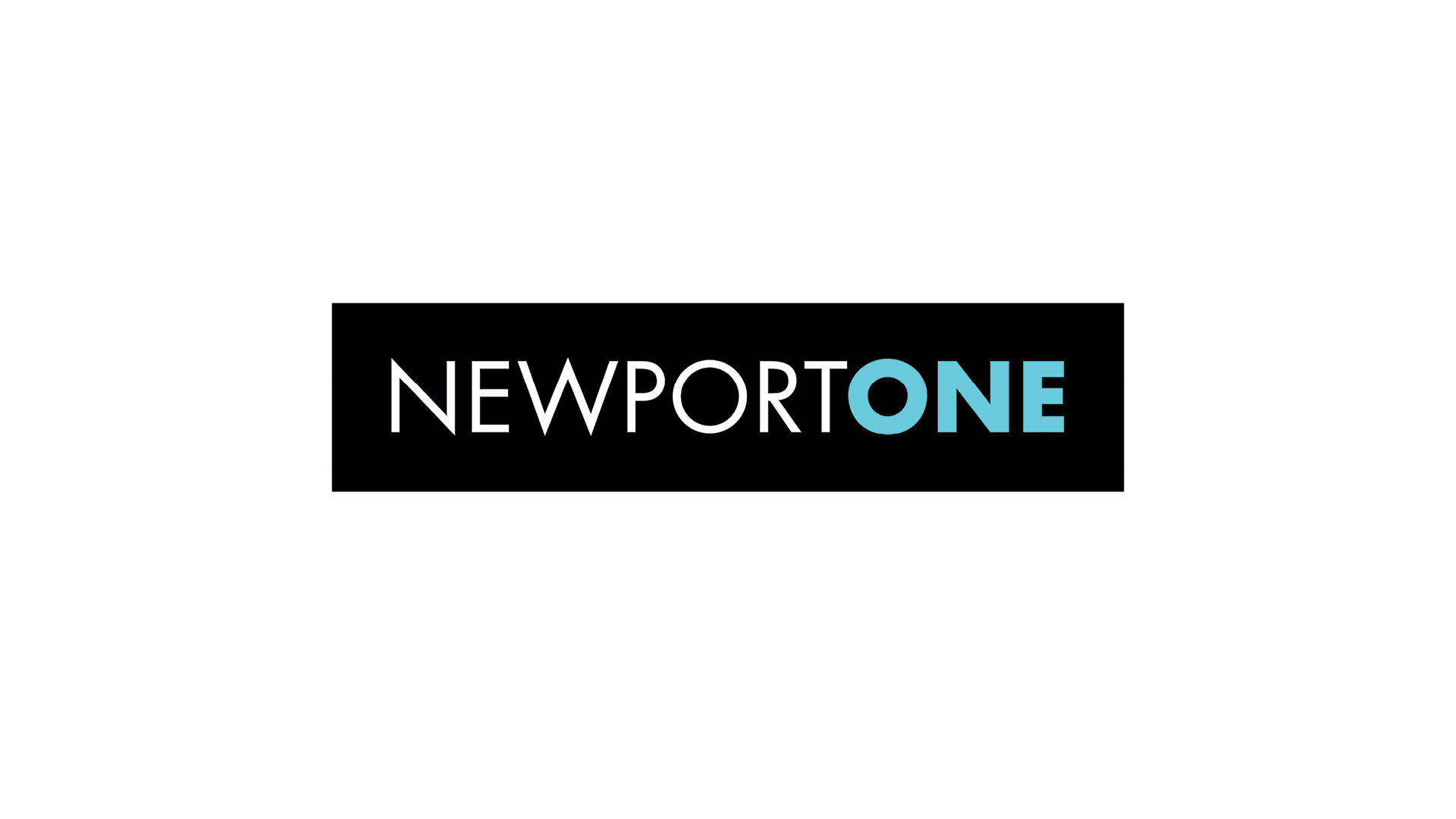 newport one 2 color logo on black background bar