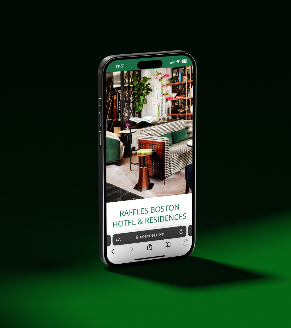 Corporate website for Noannet featuring the new visual identity and project pages.