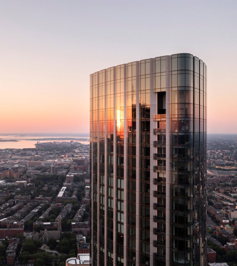 1 dalton top of building looking out at sunset and river branding by boston graphic design agency