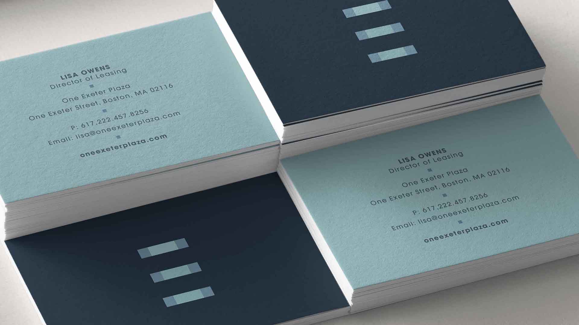 one exeter plaza stacked business cards
