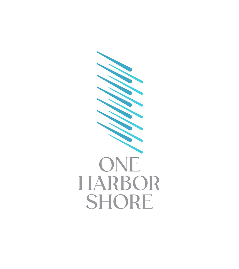 Branding luxury real estate in Boston with one harbor shore color logo on white vertical