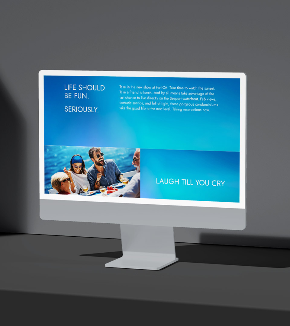 one harbor shore imac website vertical on gray