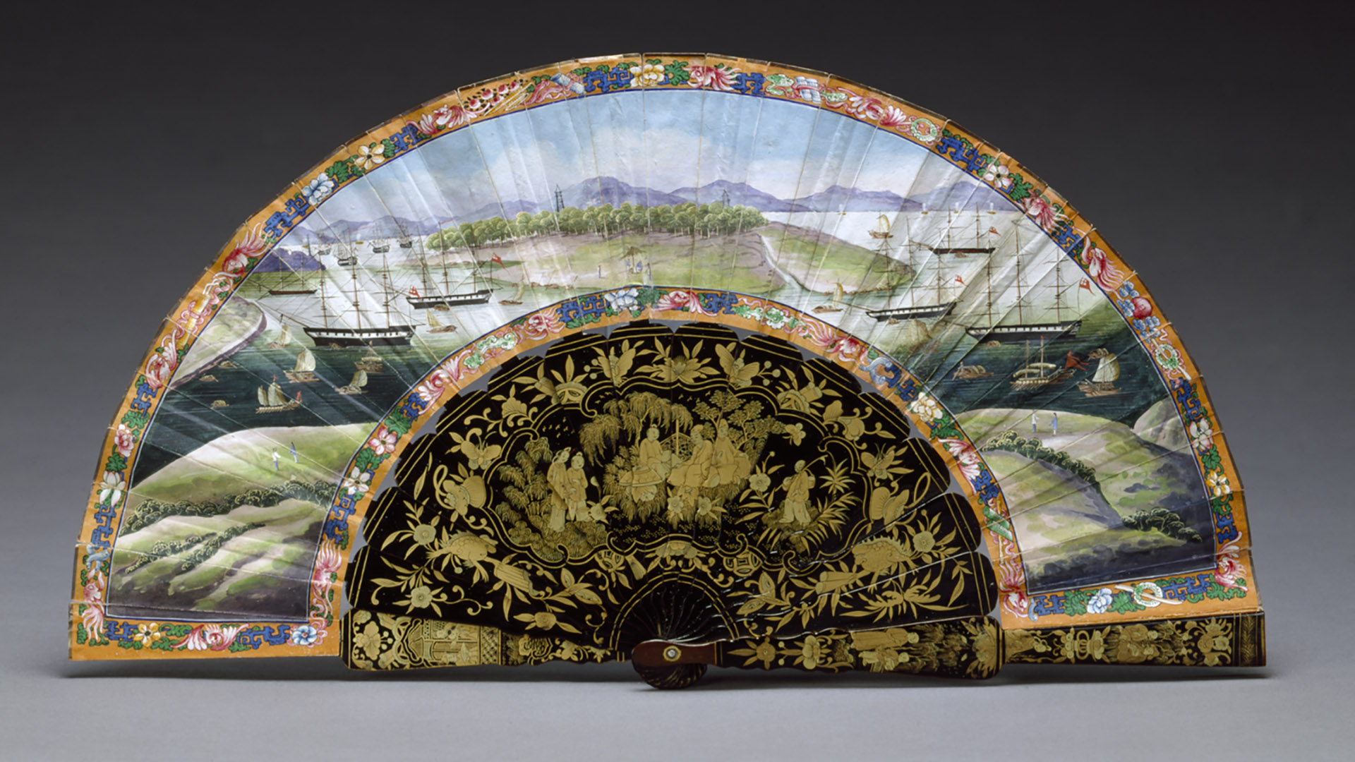 Fan with View of Whampoa Reach, c. 1850