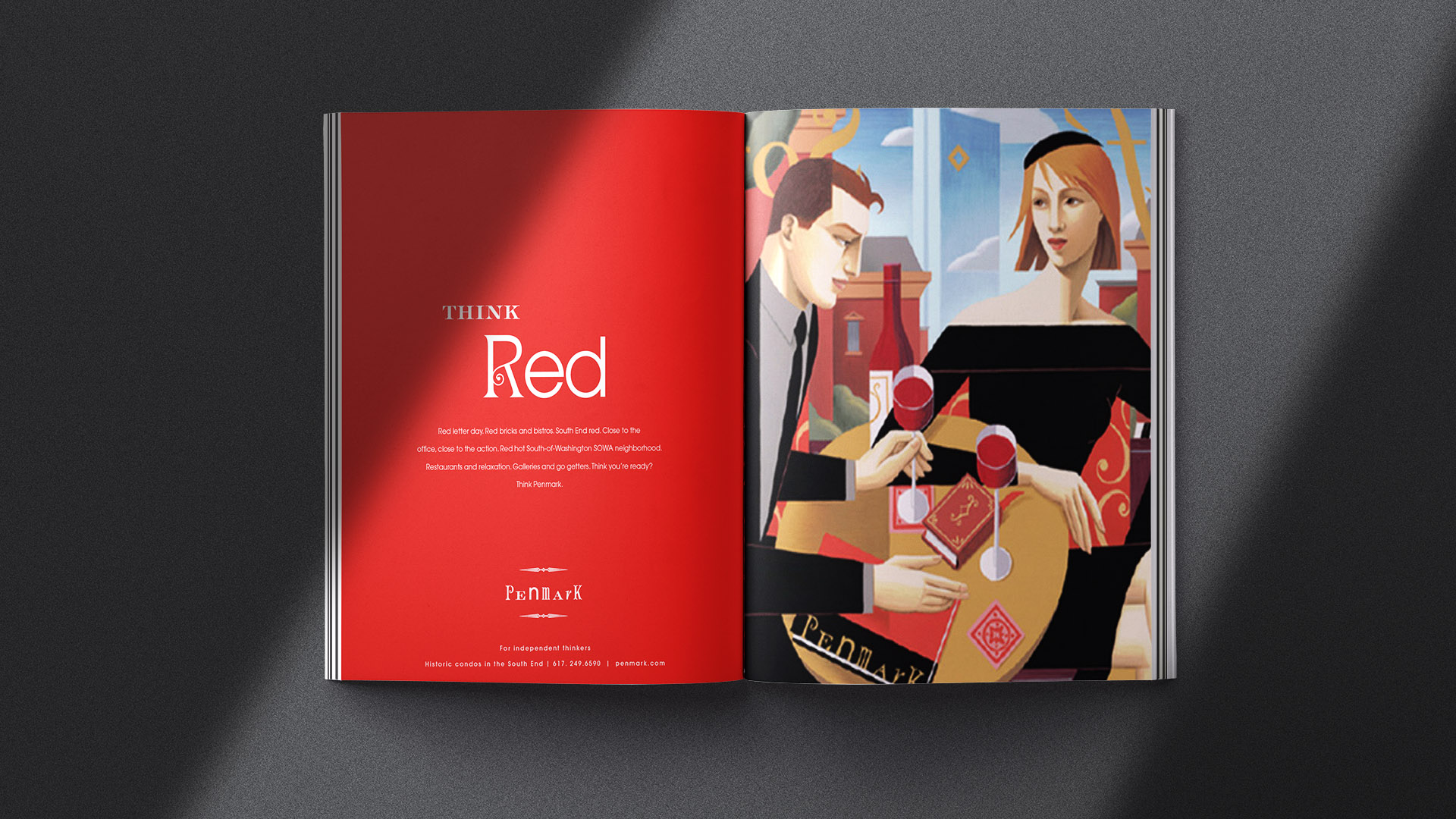 penmark think red ad with dark background