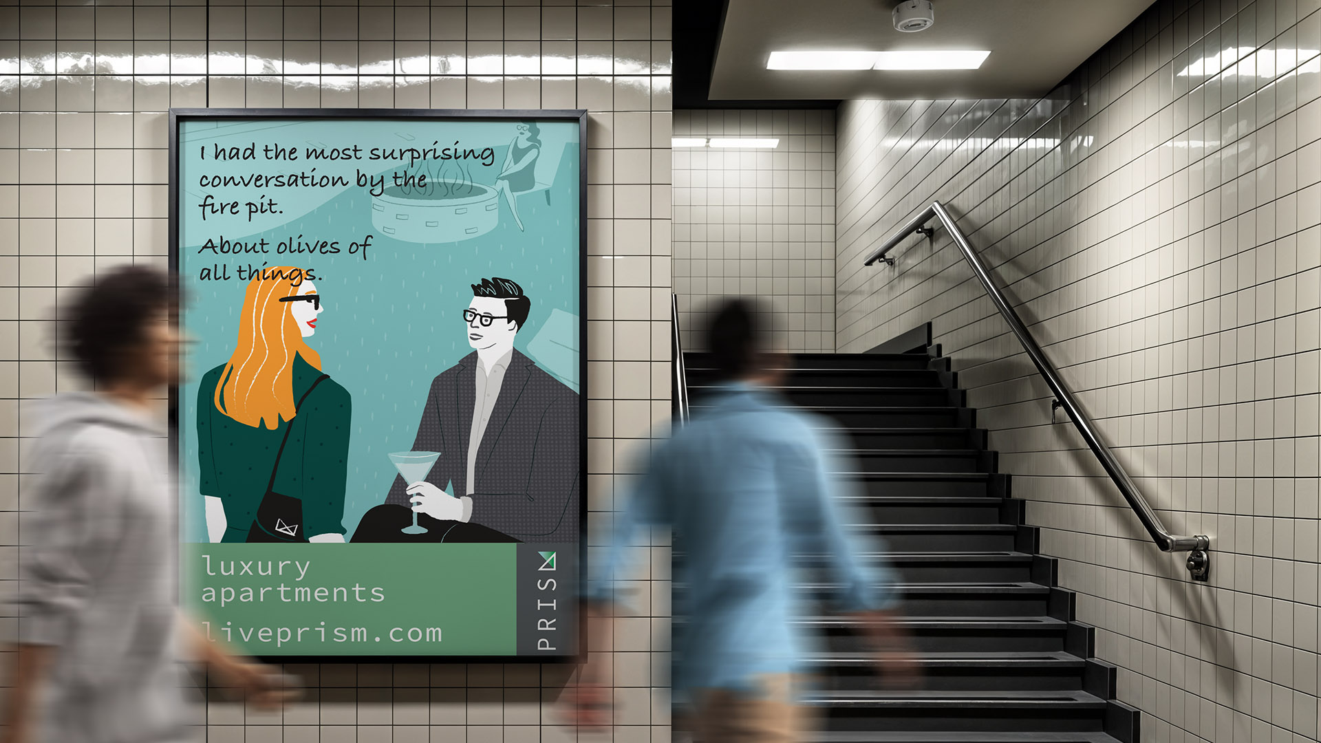 prism apartments signage in subway horizontal