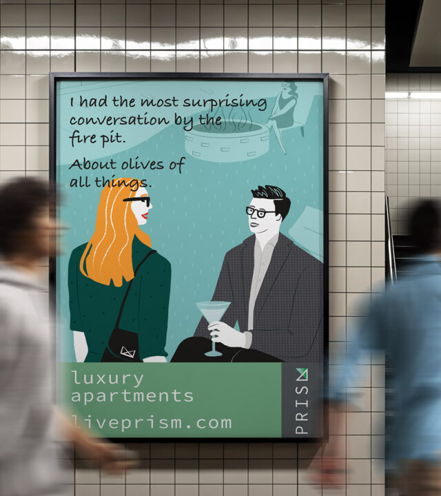 prism apartments signage in subway vertical by one of the premiere logo designers in boston-creates-a-unique-look-for-prism-apartments