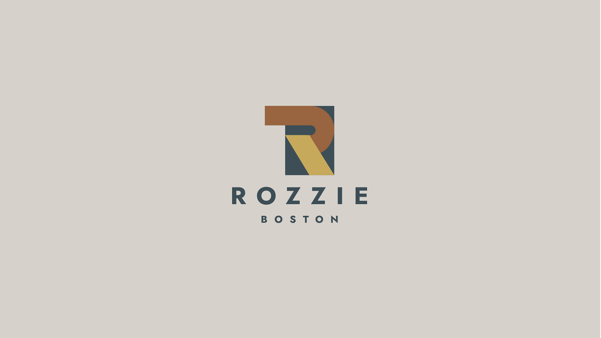 rozzie boston logo on warm gray