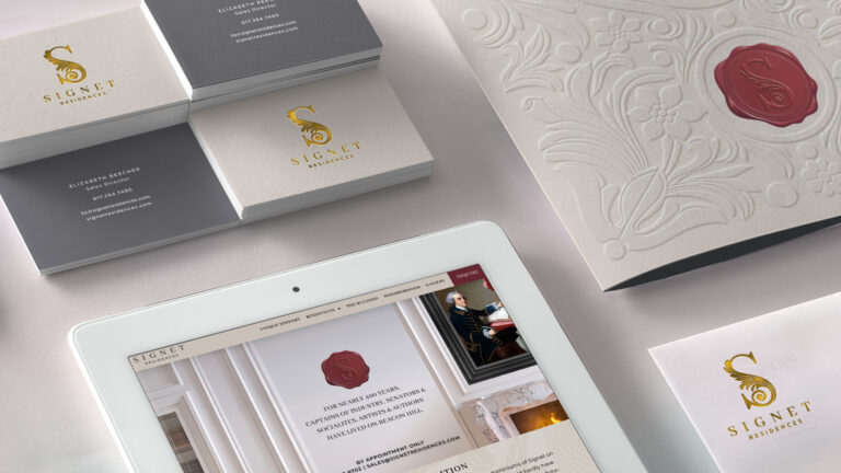 signet folder and ipad with business cards