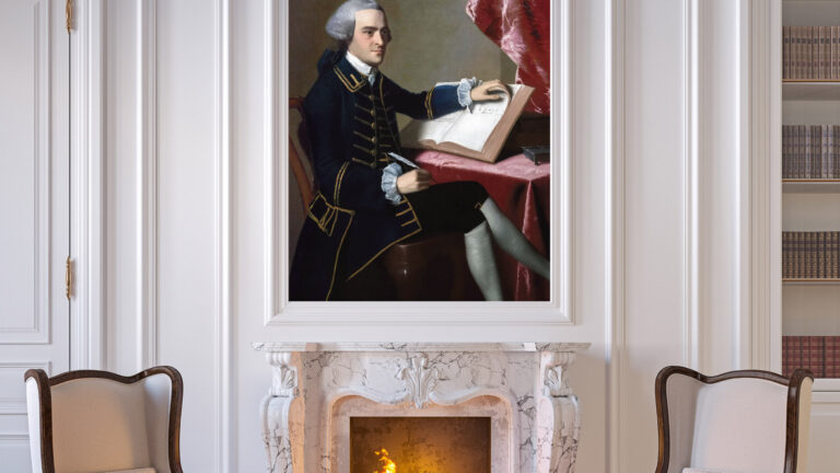 signet residences white room with fireplace and john hancock painting on wall