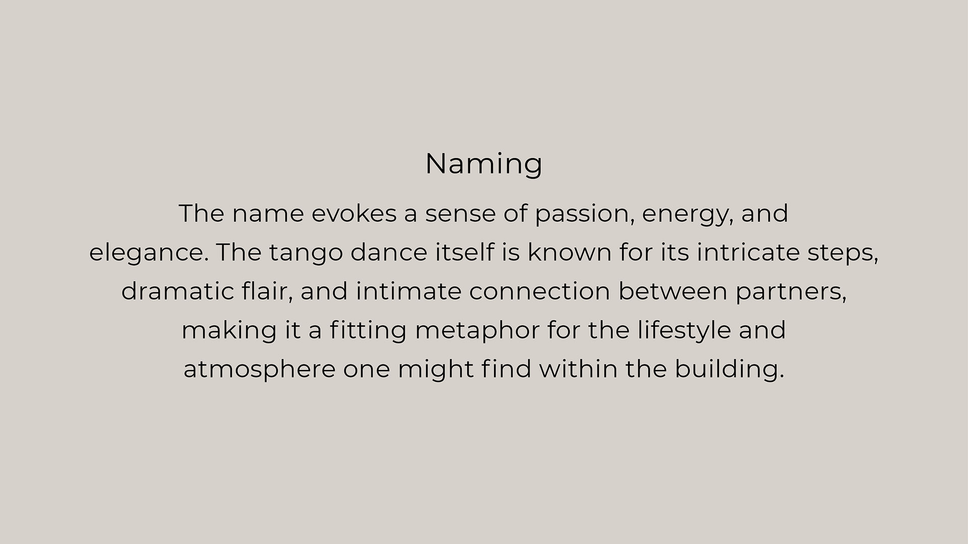 tango apartments naming