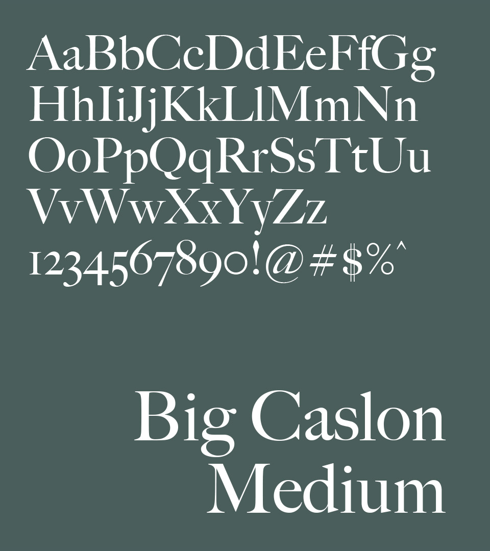 the cape club big caslon medium on dark green