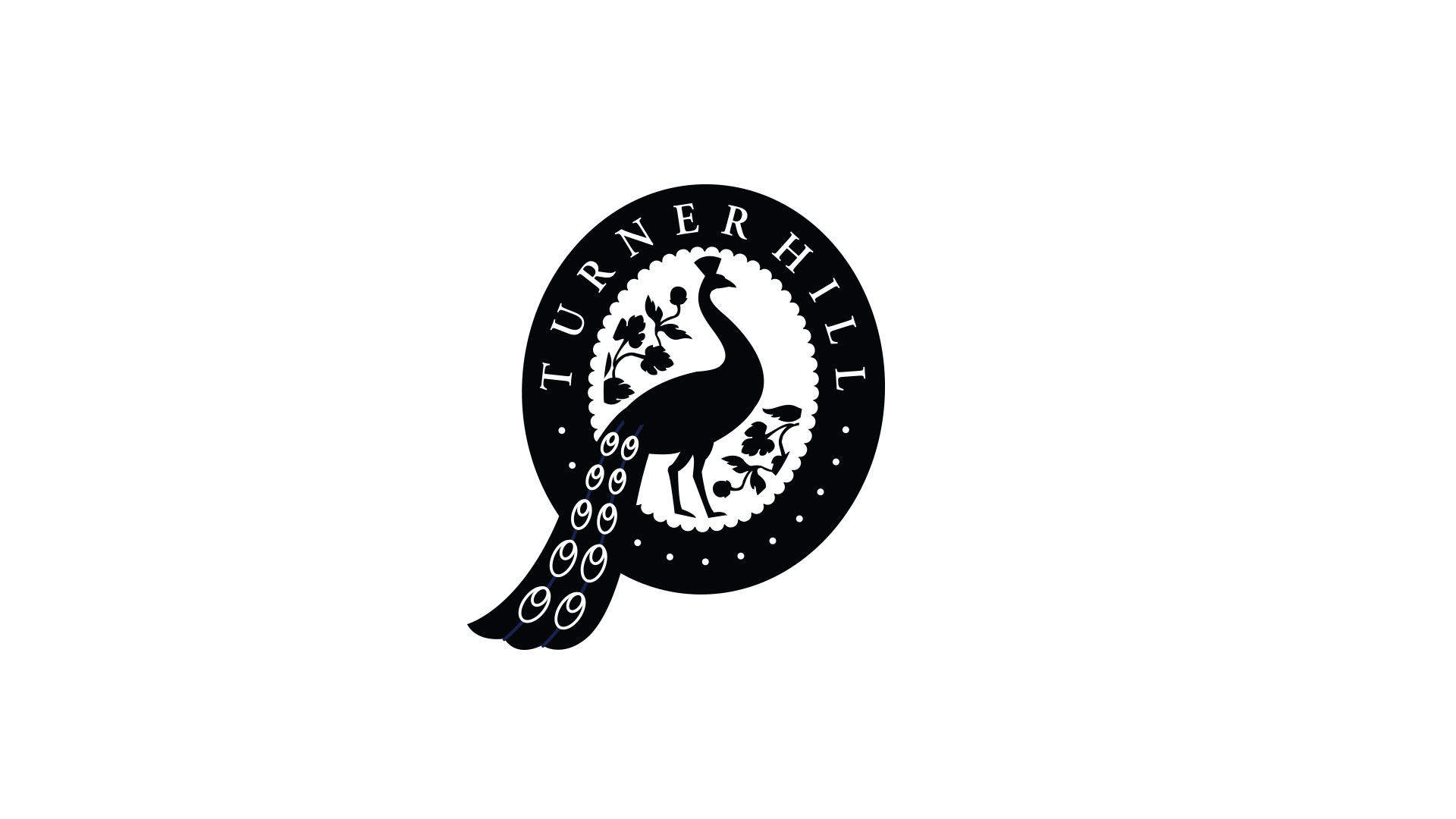turner hill black logo with peacock on white