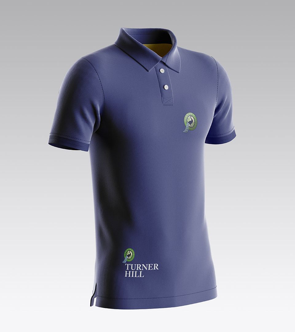turner hill blue golf shirt with logo
