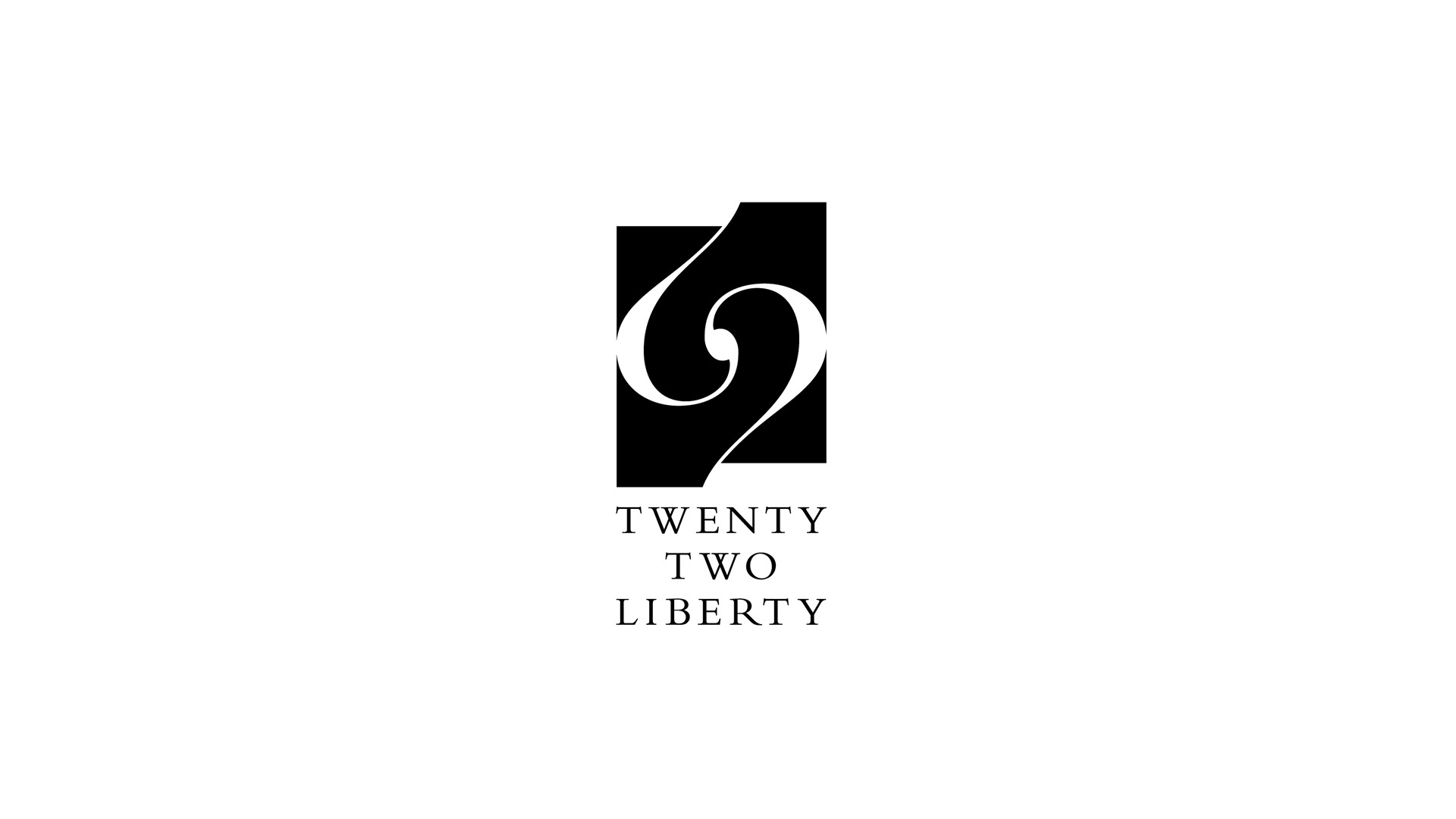 Twenty Two Liberty black-and-white logo on white background