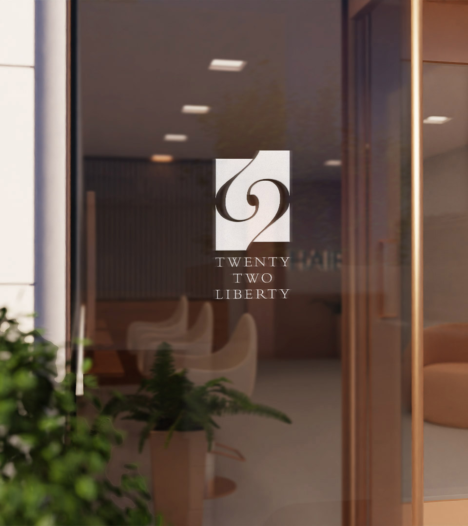 twenty two liberty logo on window