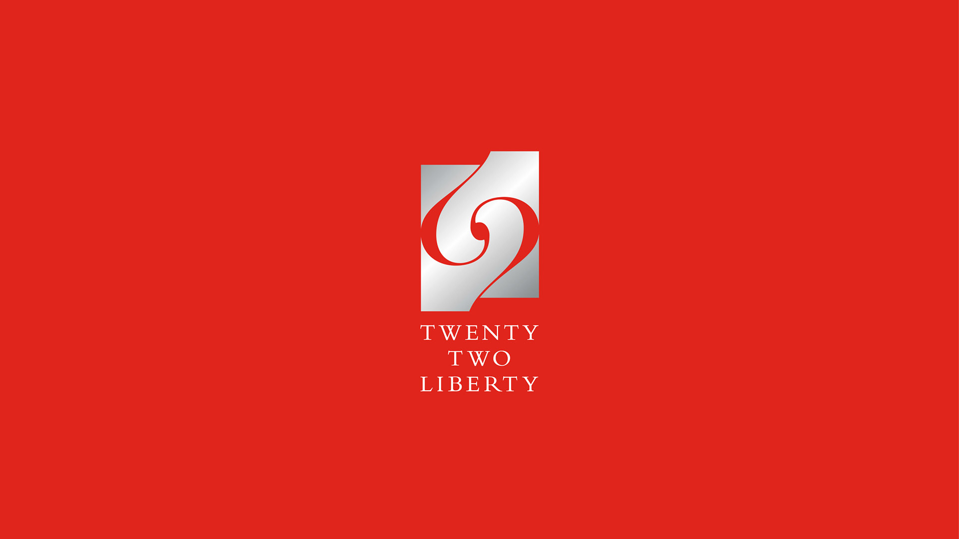 twenty two liberty silver logo on red