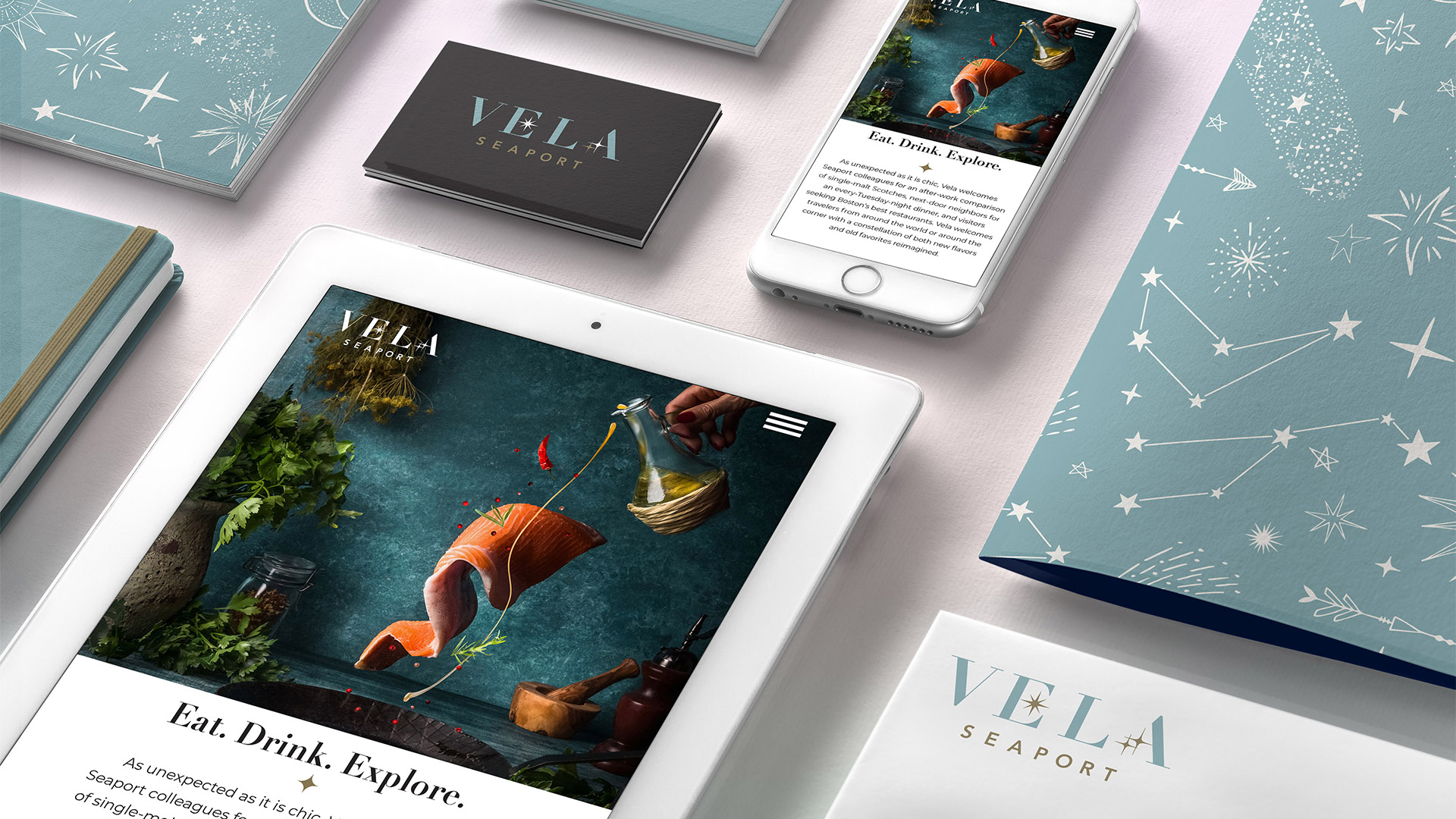 vela seaport iphone and ipad with business card