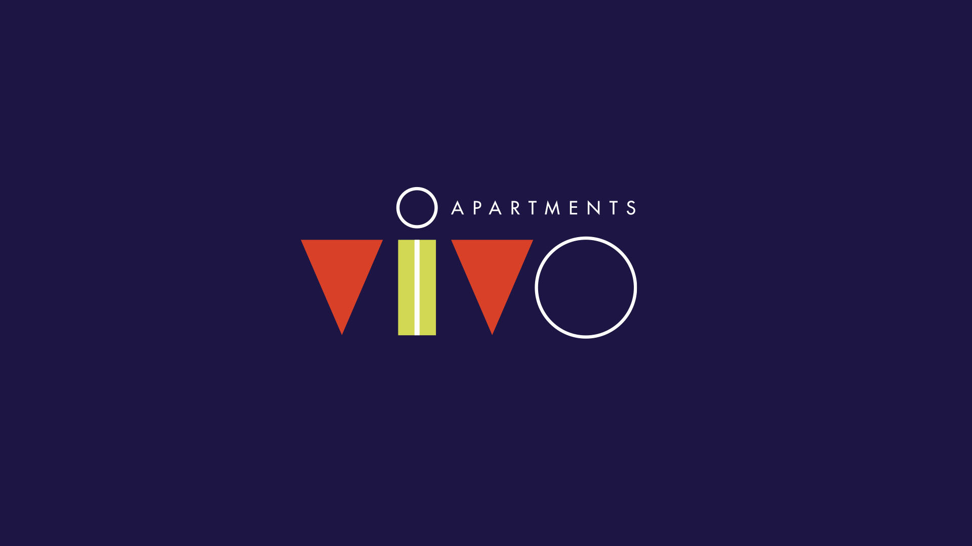 vivo apartments logo on dark blue background