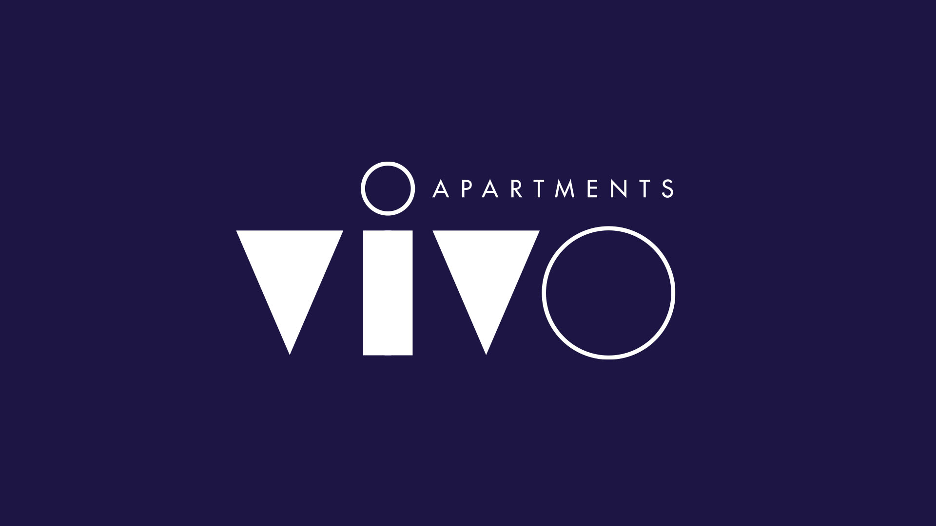vivo apartments logo white on navy