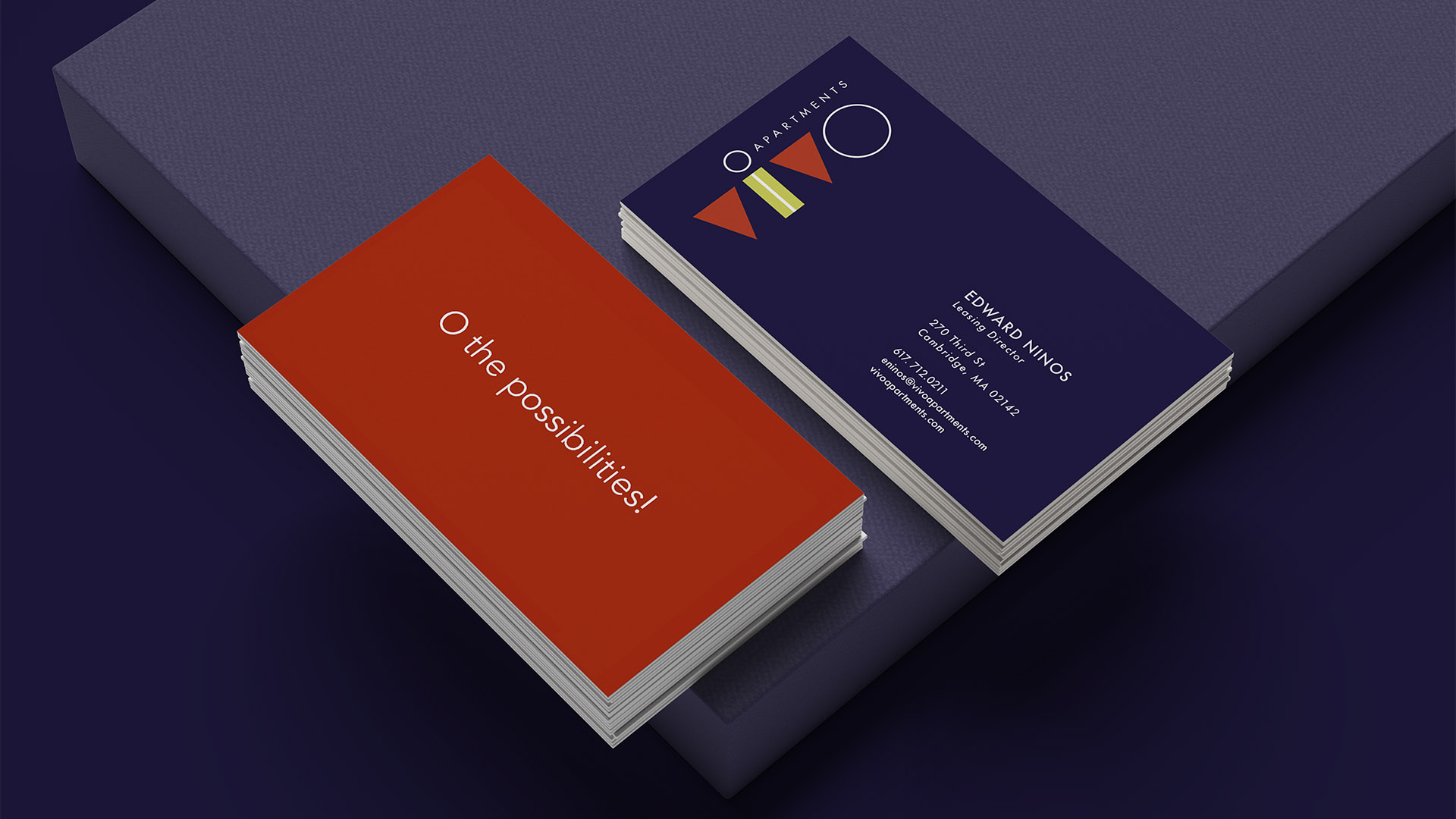 vivo business cards on dark blue