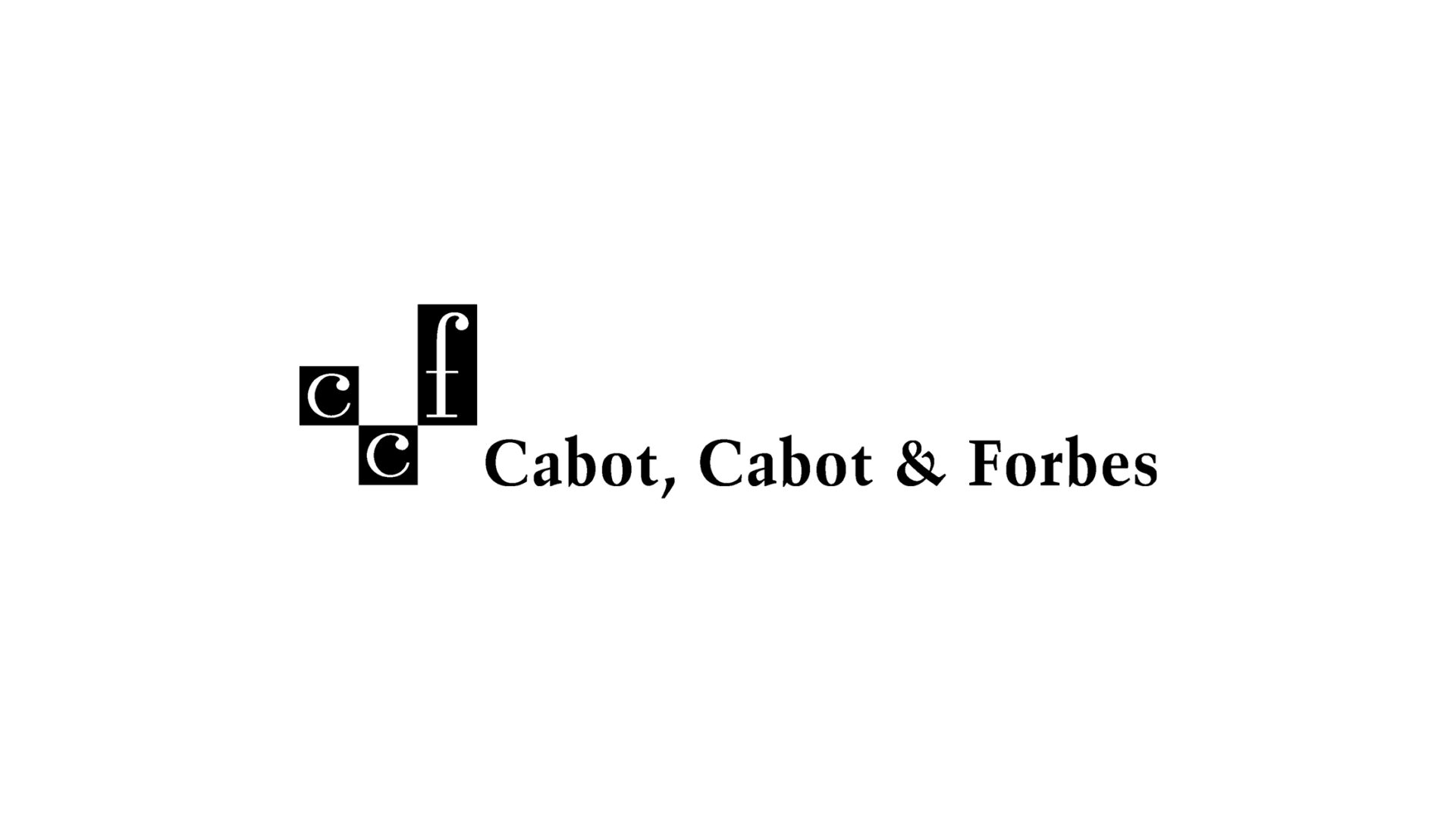 adams design boston client cabot, cabot and forbes logo on white